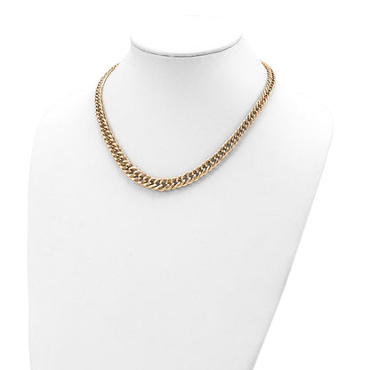18 Inch 14K Polished Fancy Graduated Curb Chain Necklace