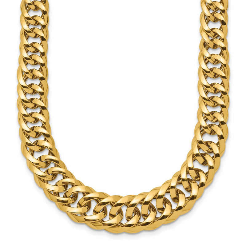 18 Inch 14K Polished Fancy Graduated Curb Chain Necklace