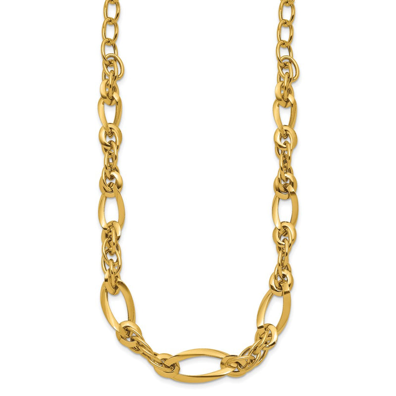 14K Yellow Gold Polished Fancy Link Chain Necklace