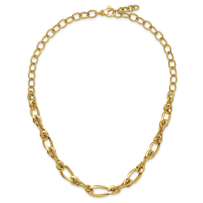 14K Yellow Gold Polished Fancy Link Chain Necklace