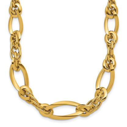14K Yellow Gold Polished Fancy Link Chain Necklace