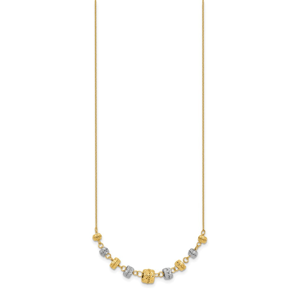 14K Two-Tone Diamond-Cut Polished Graduated Barrels Necklace