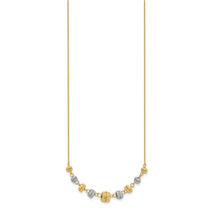 14K Two-Tone Diamond-Cut Polished Graduated Barrels Necklace
