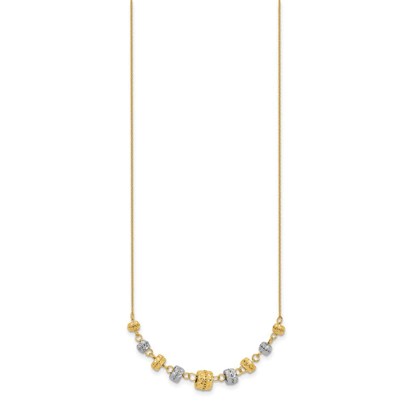 14K Two-Tone Diamond-Cut Polished Graduated Barrels Necklace