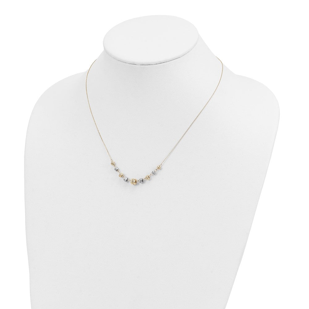 14K Two-Tone Diamond-Cut Polished Graduated Barrels Necklace