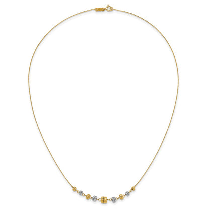 14K Two-Tone Diamond-Cut Polished Graduated Barrels Necklace