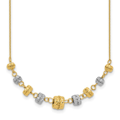 14K Two-Tone Diamond-Cut Polished Graduated Barrels Necklace