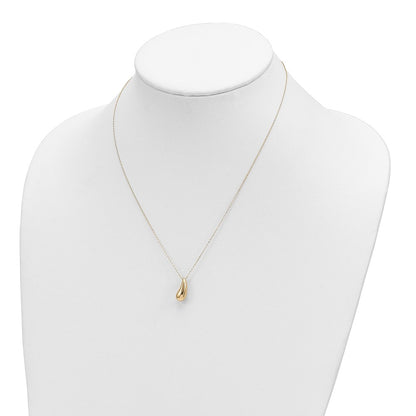 14K Yellow Gold Polished Puffed Teardrop 18In Necklace