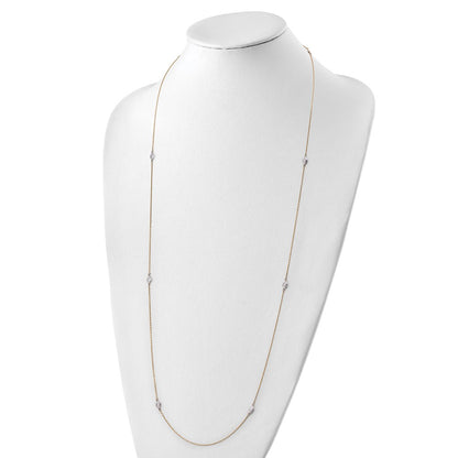 14K Two-Tone Polished And Textured Circles Necklace