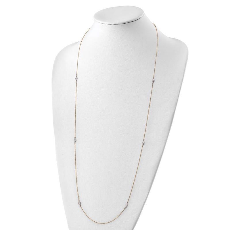 14K Two-Tone Polished And Textured Circles Necklace
