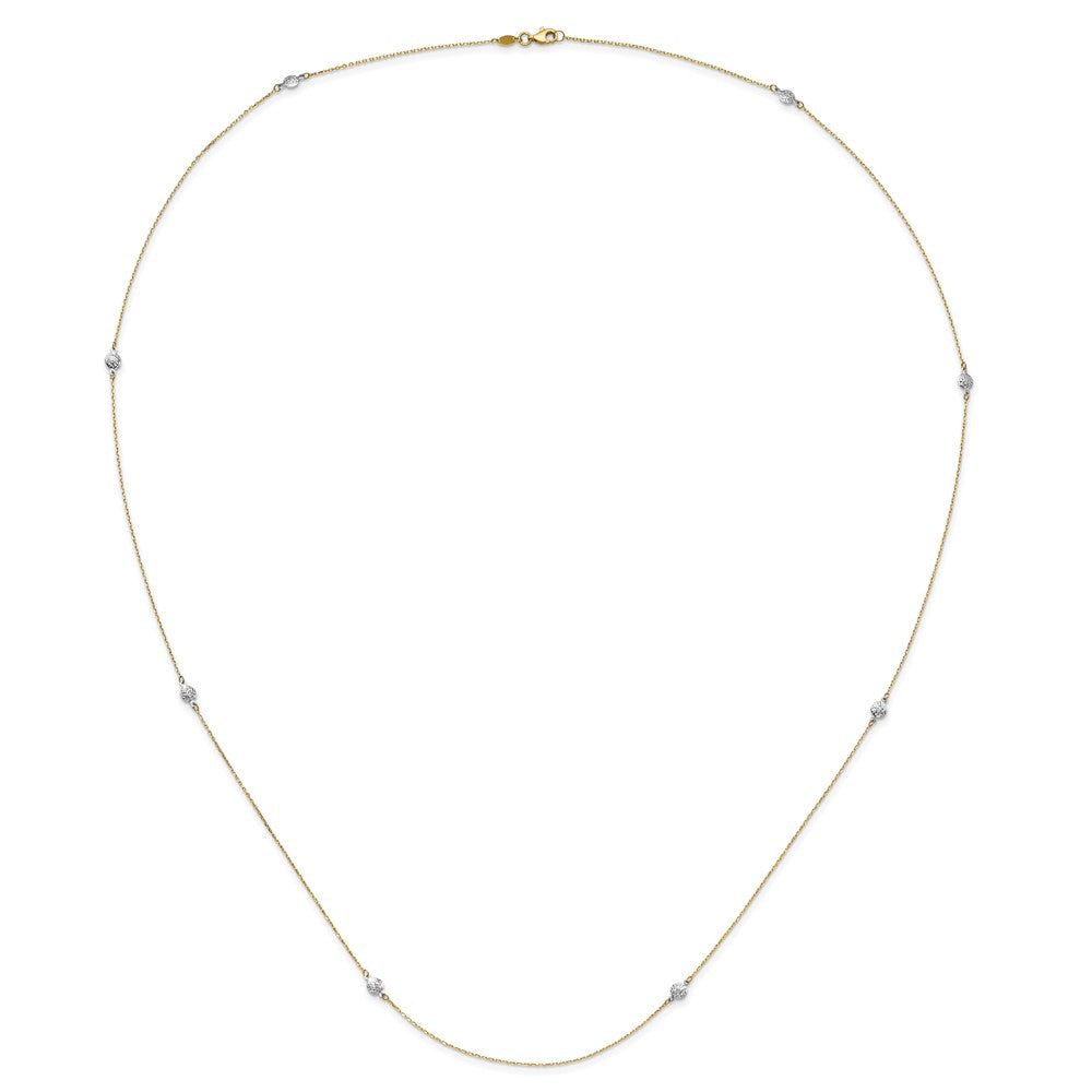14K Two-Tone Polished And Textured Circles Necklace