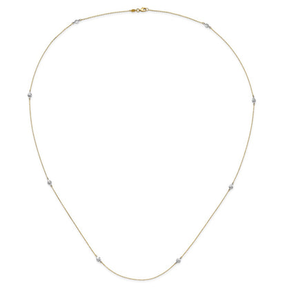 14K Two-Tone Polished And Textured Circles Necklace