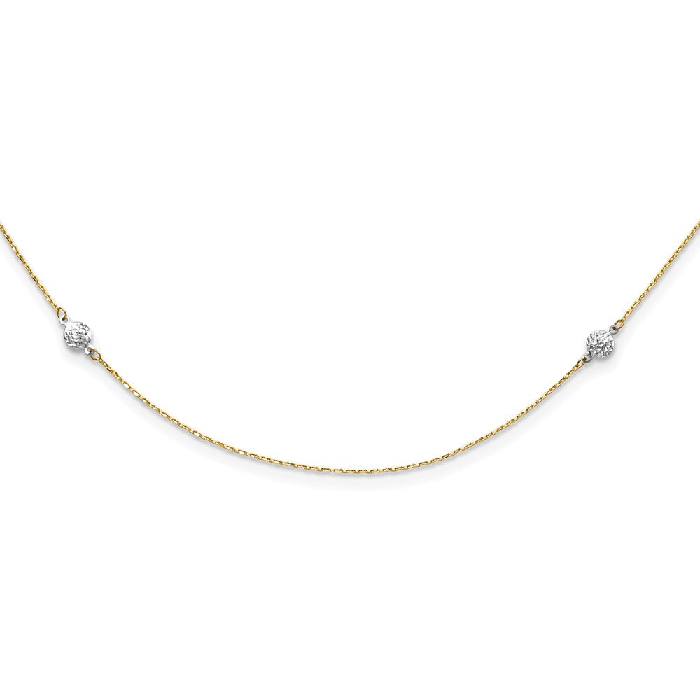 14K Two-Tone Polished And Textured Circles Necklace