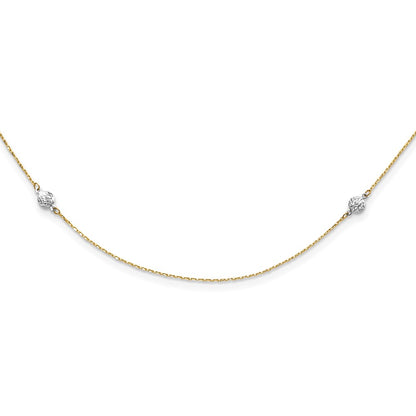 14K Two-Tone Polished And Textured Circles Necklace
