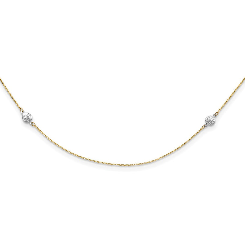 14K Two-Tone Polished And Textured Circles Necklace