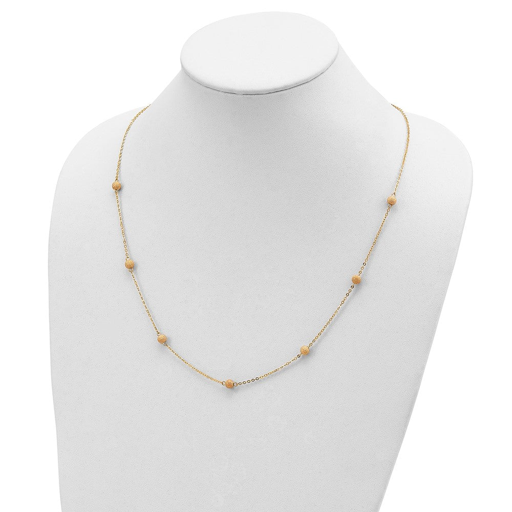 14K Yellow Gold Textured 7 Stations Ball Necklace