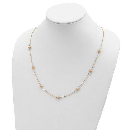 14K Yellow Gold Textured 7 Stations Ball Necklace