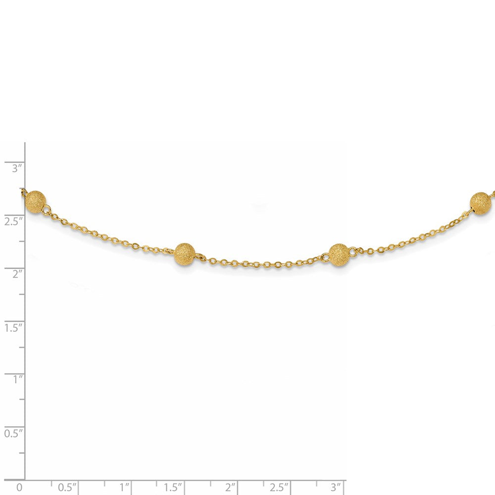 14K Yellow Gold Textured 7 Stations Ball Necklace