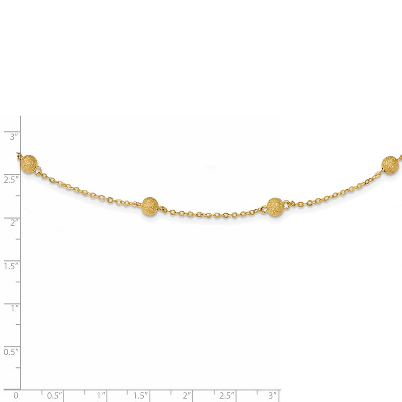 14K Yellow Gold Textured 7 Stations Ball Necklace