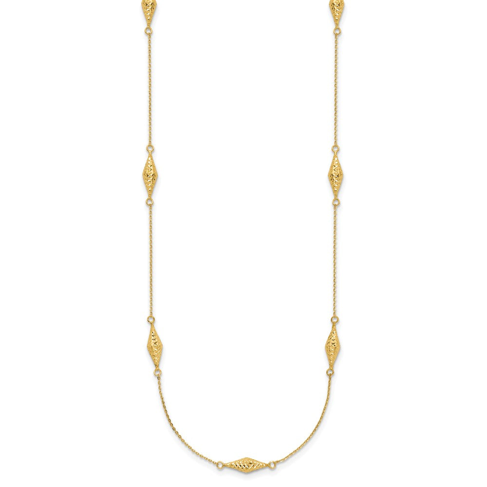 14K Yellow Gold Polished And D/C Fancy Beaded 18In Necklace