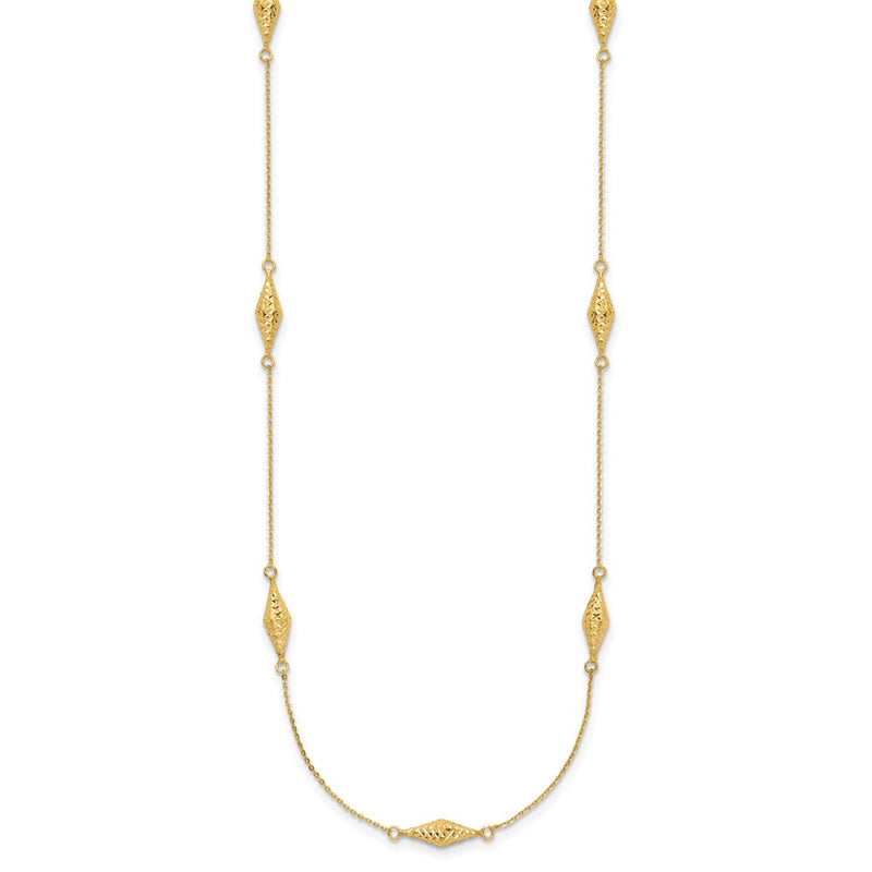 14K Yellow Gold Polished And D/C Fancy Beaded 18In Necklace