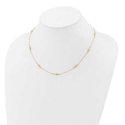 14K Yellow Gold Polished And D/C Fancy Beaded 18In Necklace