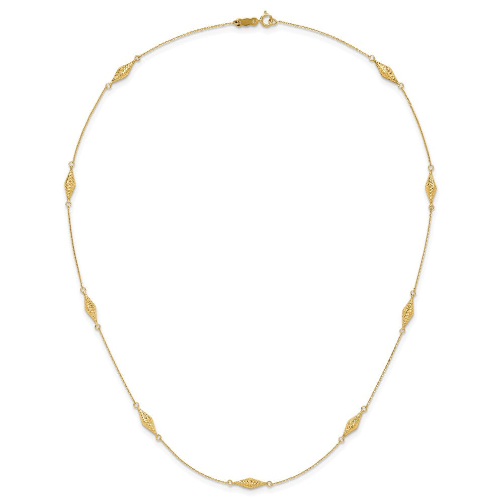 14K Yellow Gold Polished And D/C Fancy Beaded 18In Necklace