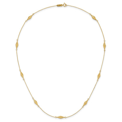 14K Yellow Gold Polished And D/C Fancy Beaded 18In Necklace