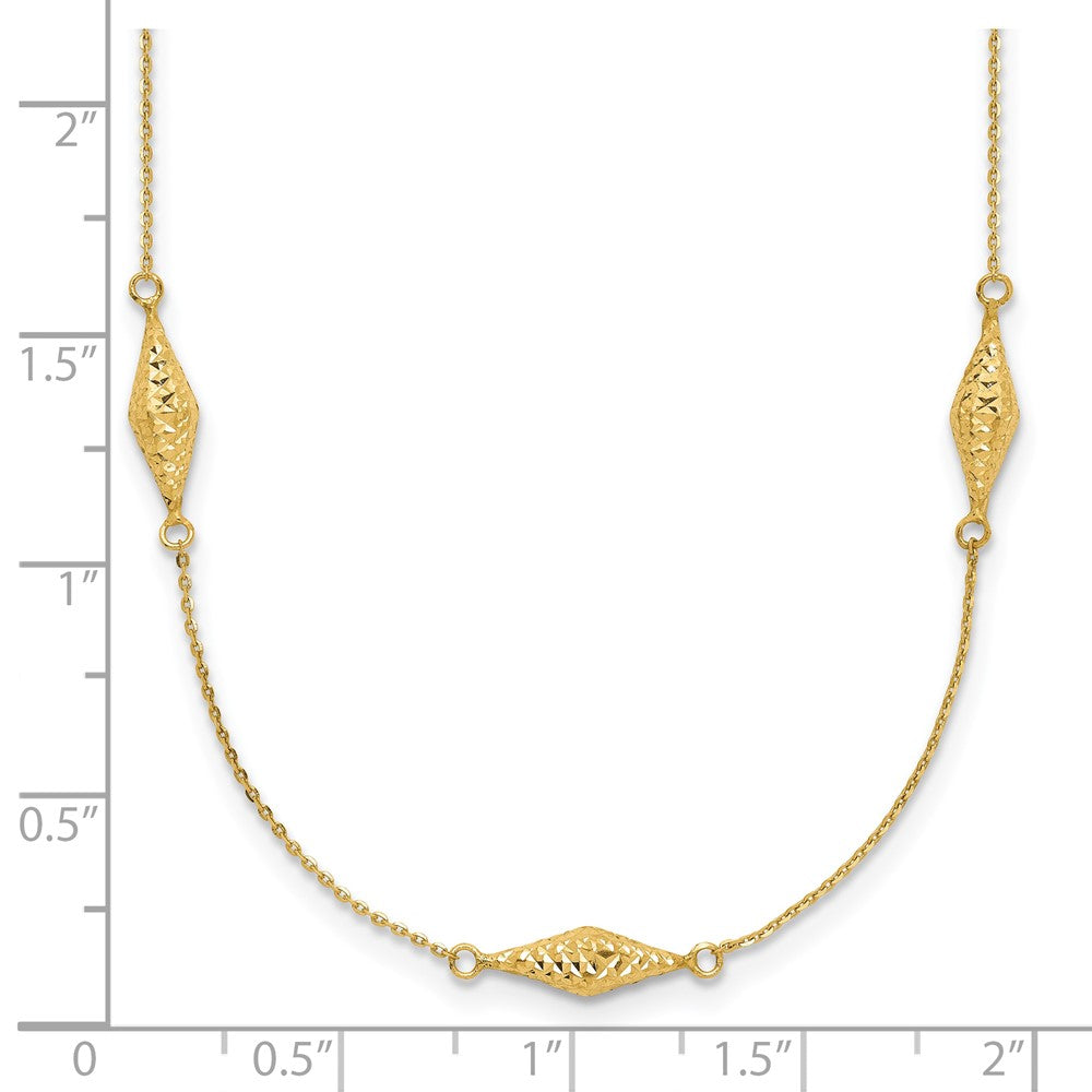 14K Yellow Gold Polished And D/C Fancy Beaded 18In Necklace