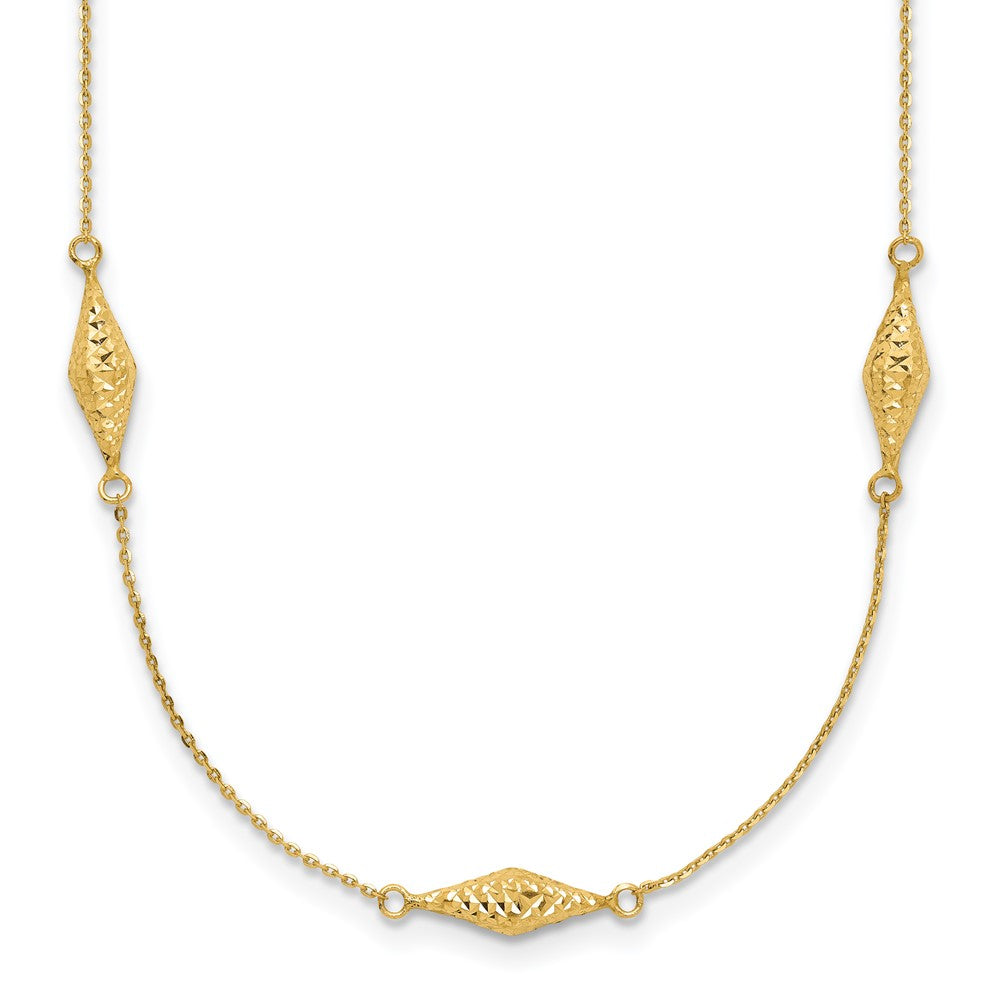 14K Yellow Gold Polished And D/C Fancy Beaded 18In Necklace