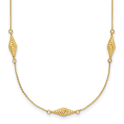 14K Yellow Gold Polished And D/C Fancy Beaded 18In Necklace