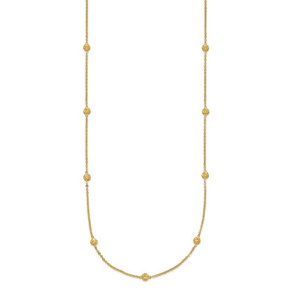 14K Yellow Gold Polished Diamond-Cut Tiny Puffed Circles 15-Station Necklace