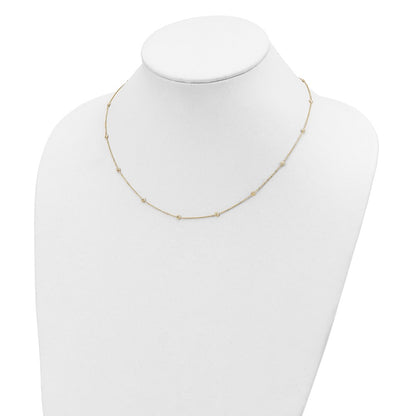 14K Yellow Gold Polished Diamond-Cut Tiny Puffed Circles 15-Station Necklace