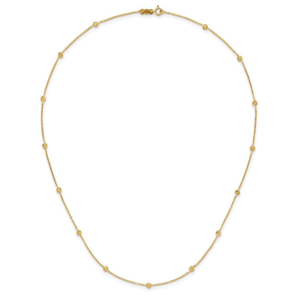 14K Yellow Gold Polished Diamond-Cut Tiny Puffed Circles 15-Station Necklace