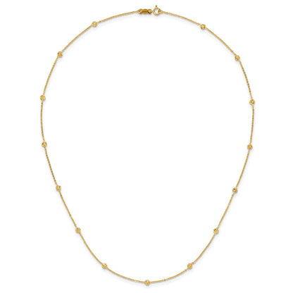 14K Yellow Gold Polished Diamond-Cut Tiny Puffed Circles 15-Station Necklace