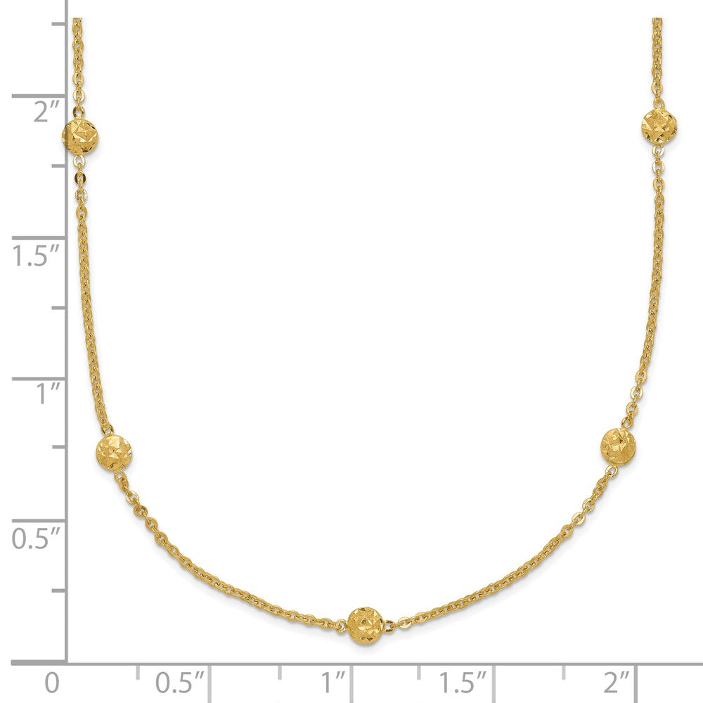 14K Yellow Gold Polished Diamond-Cut Tiny Puffed Circles 15-Station Necklace