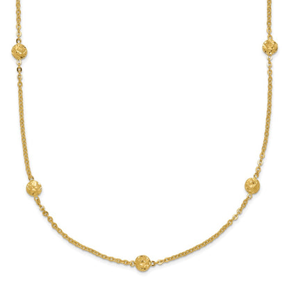 14K Yellow Gold Polished Diamond-Cut Tiny Puffed Circles 15-Station Necklace