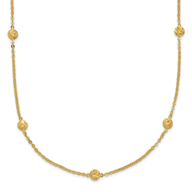 14K Yellow Gold Polished Diamond-Cut Tiny Puffed Circles 15-Station Necklace