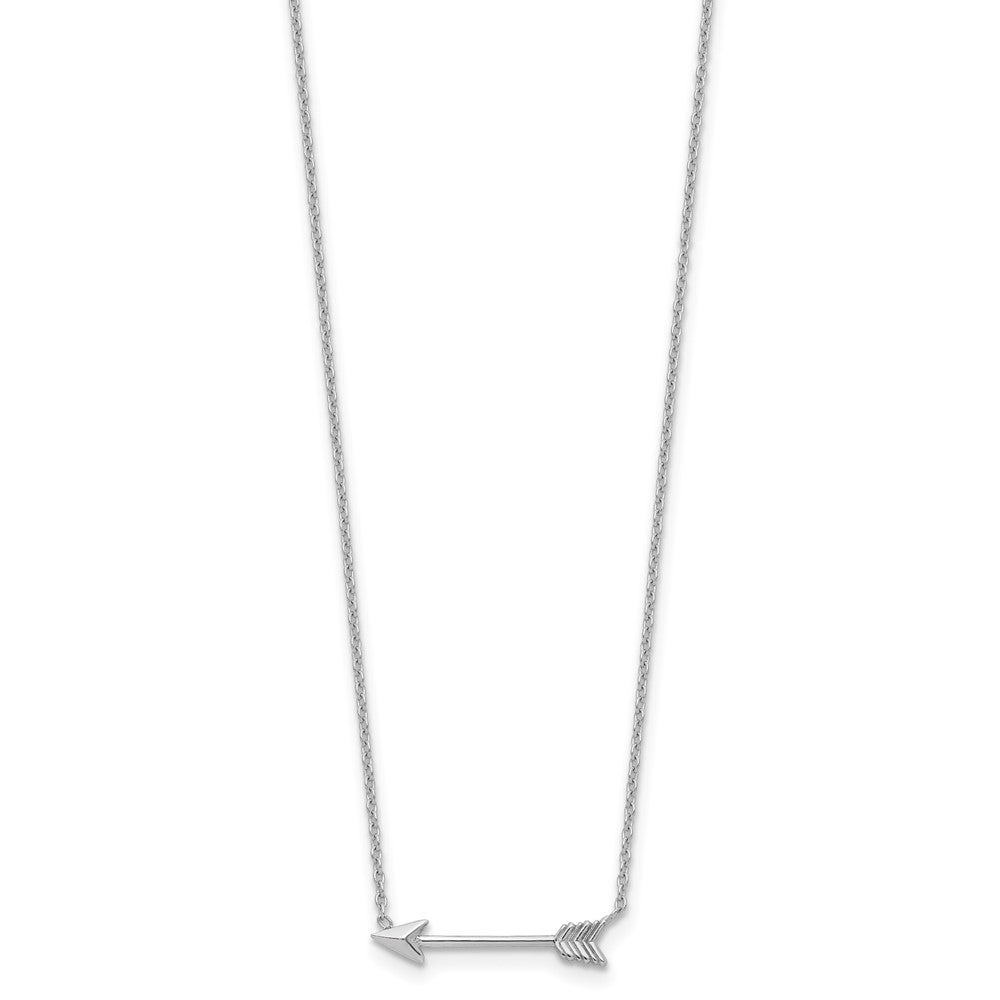 14K White Gold Polished Arrow Necklace