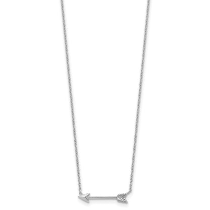 14K White Gold Polished Arrow Necklace