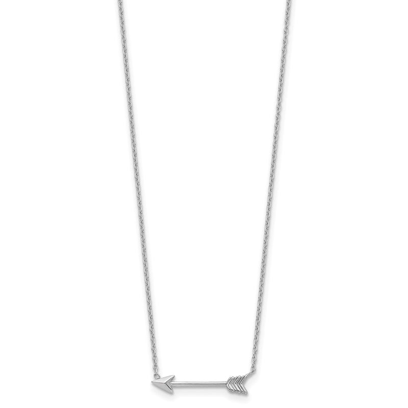 14K White Gold Polished Arrow Necklace