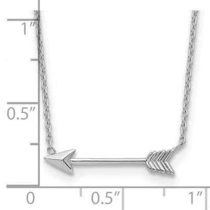 14K White Gold Polished Arrow Necklace