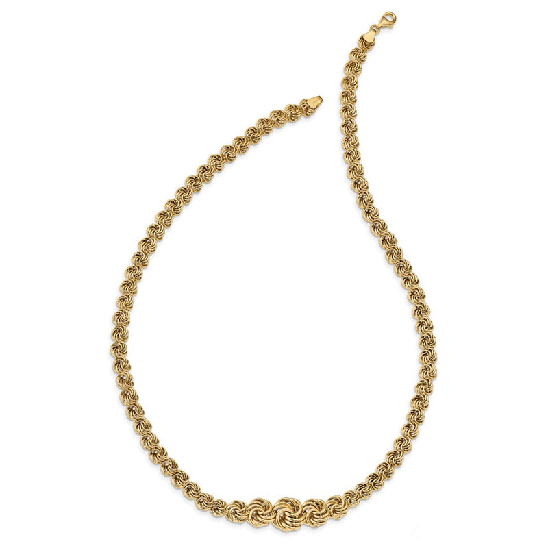 14K Yellow Gold Polished Fancy Link 17.5In Necklace