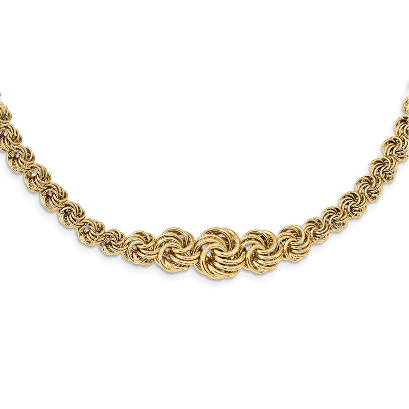 14K Yellow Gold Polished Fancy Link 17.5In Necklace