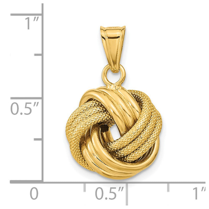 14K Yellow Gold Polished Textured Love Knot Pendant