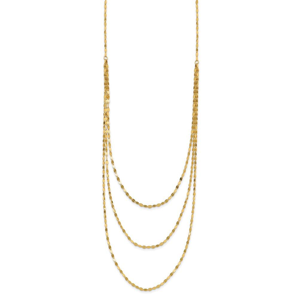 14K Yellow Gold Polished Triple Strand Necklace