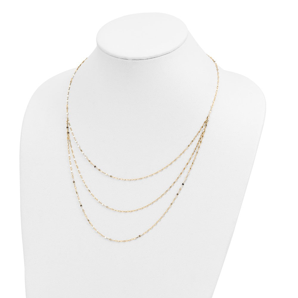 14K Yellow Gold Polished Triple Strand Necklace