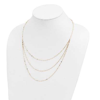14K Yellow Gold Polished Triple Strand Necklace
