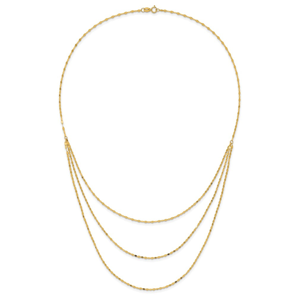 14K Yellow Gold Polished Triple Strand Necklace