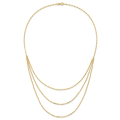 14K Yellow Gold Polished Triple Strand Necklace